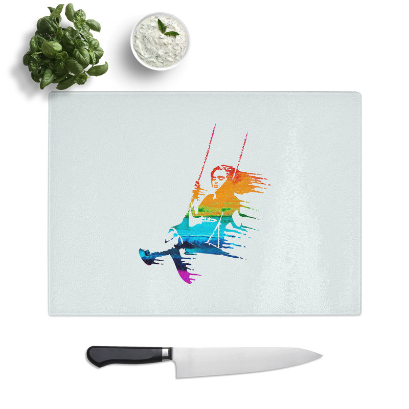 Banksy Girl on Swing Chopping Board, 0.4cm H x 20cm W x 28.5cm L