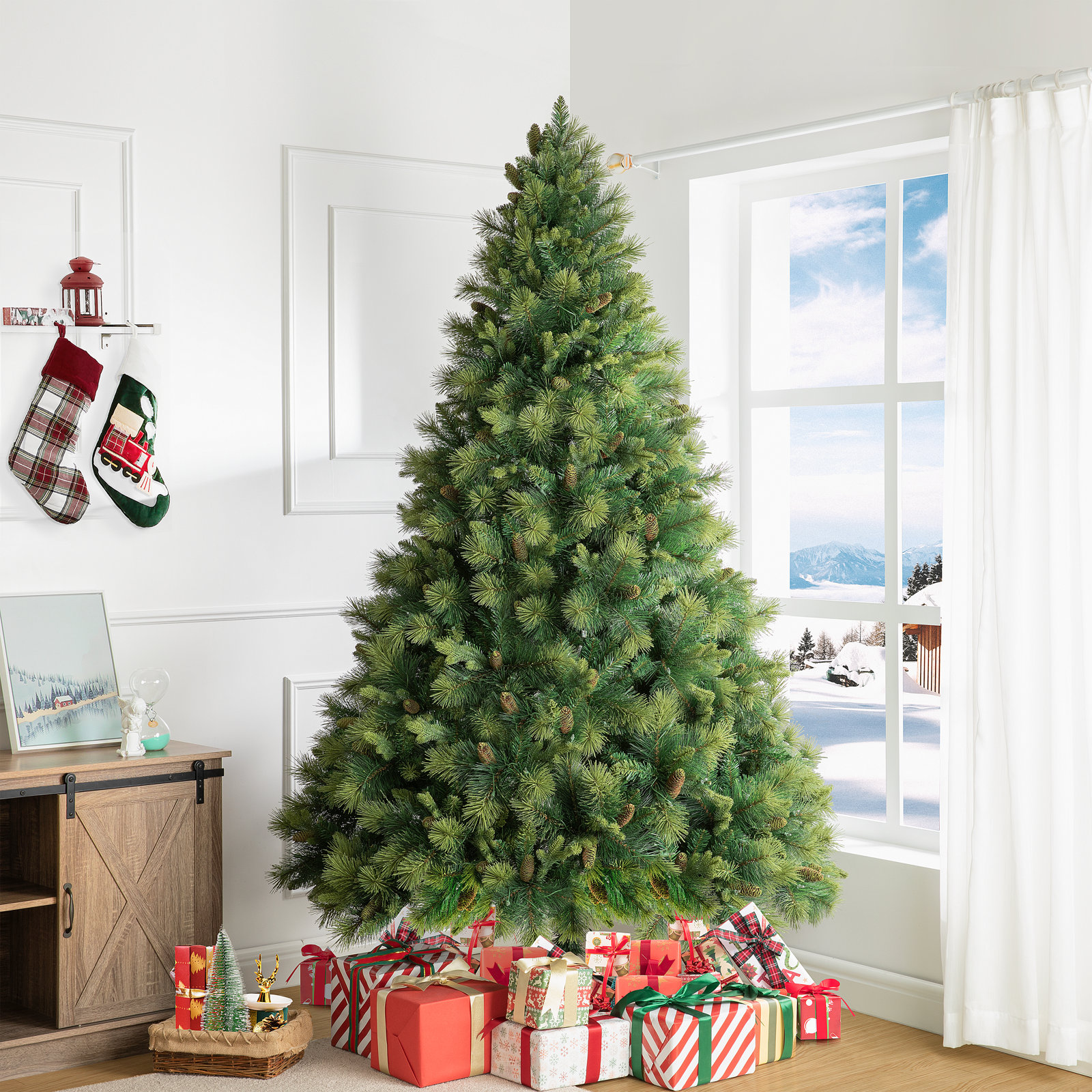 Pre-Lit Spruce Christmas Tree, 7.5' H