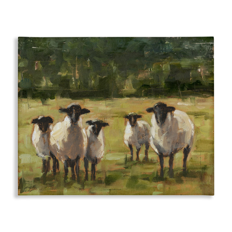 «Flock of Sheep Family Peinture», impression, H 30 po x l 40 po x P 1,5 po
