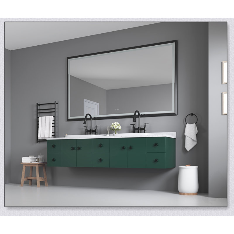 Miroir surdimensionné rectangulaire à cadre noir surdimensionné avec lumières antibuée et à intensité variable pour les salles de bain et les studios modernes