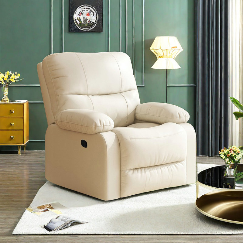 Fauteuil inclinable pivotant en similicuir Thaiz, Crème