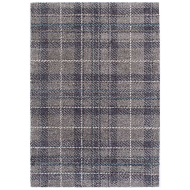 Leonydus Sedona - Tartan - Gris / bleu sarcelle, Rectangle 2 pi x 3 pi 7 po
