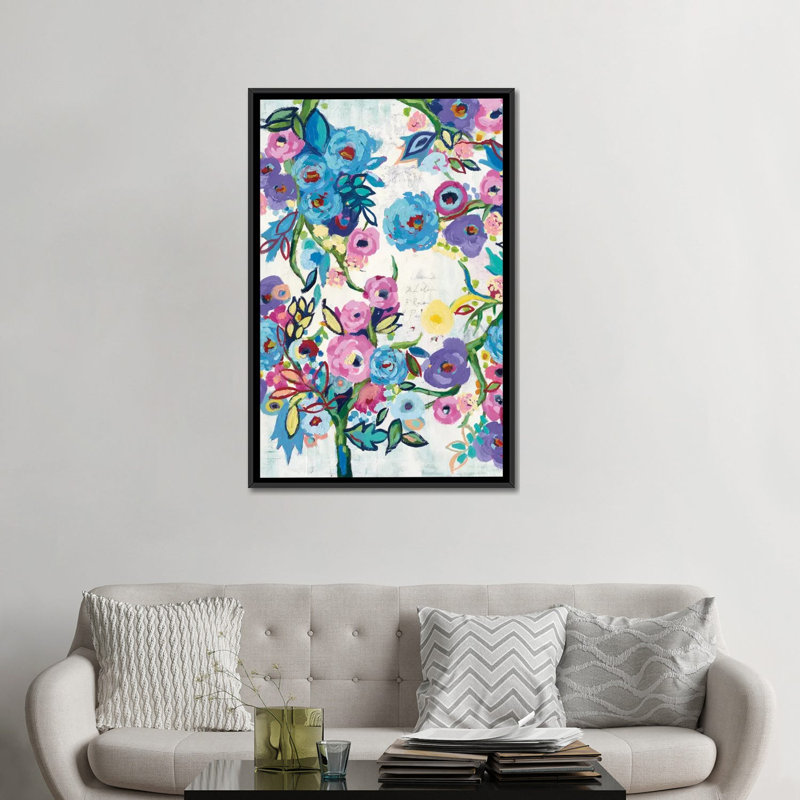 «Evontae Floral Recipe», art encadré, Toile avec cadre noir, H 48 po x l 32 po x P 1,5 po