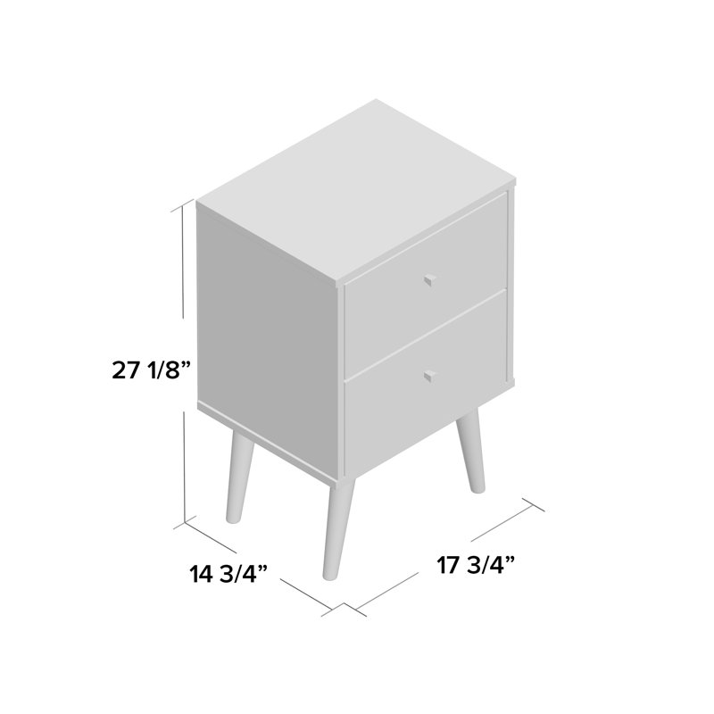 Darryl 17.72'' W Nightstand, White/Yellow
