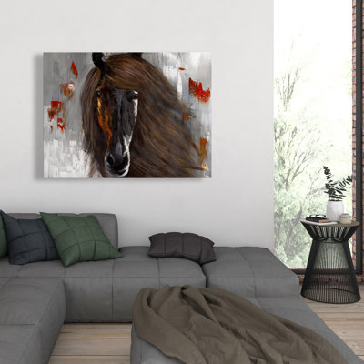 Proud brown horse - Western canvas home decor for living room