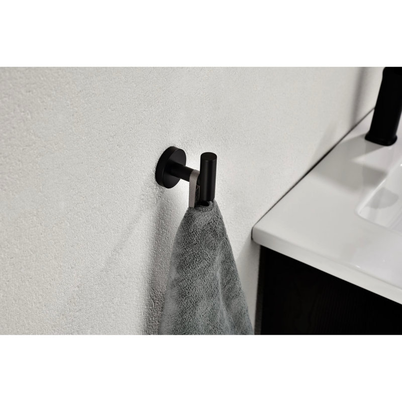 Paquet de 6 crochets pour serviettes de salle de bain en acier inoxydable 304 noir mat