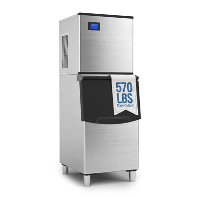 23.2 in. Commercial Ice Maker Freestanding Stainless Steel Ice Machine with Full-Size Cube Ice, 570 lbs./24 H Ice Production and 380 lbs. Storage Bin