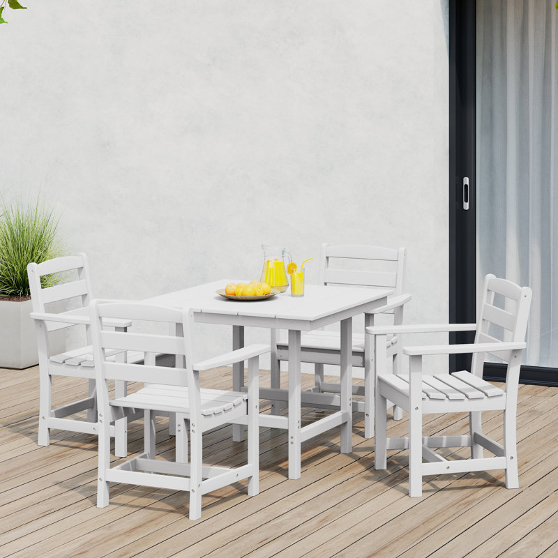 5-Piece Arm Chair Dining Set, White