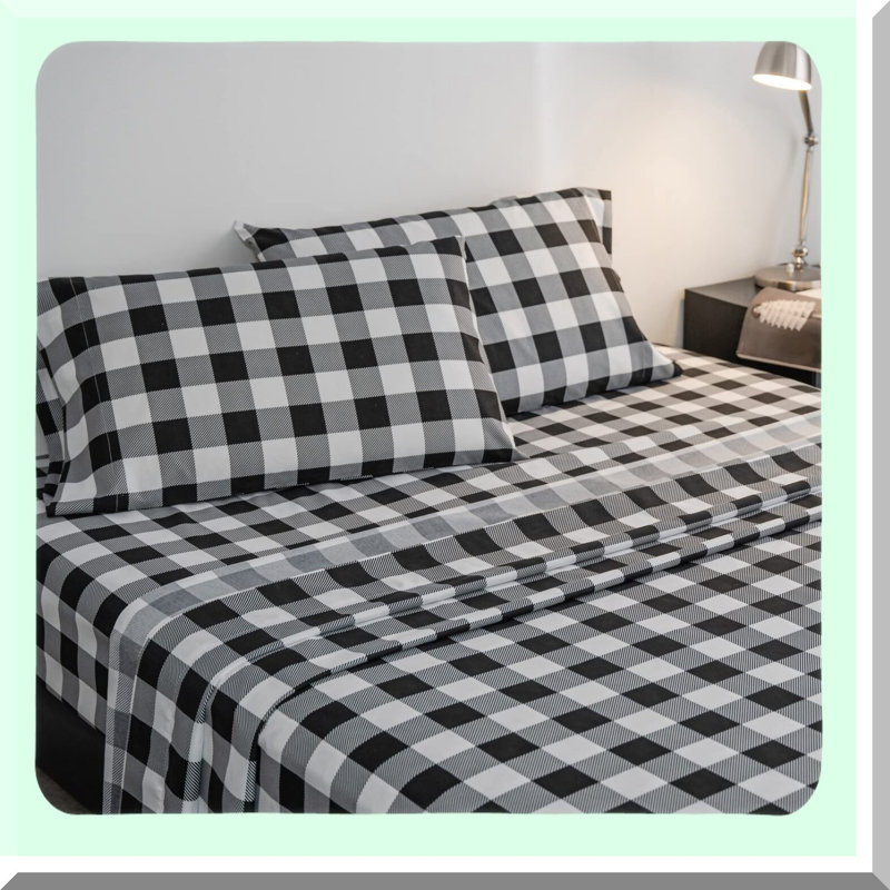 Monochrome Luxe Queen Sheet Set - Deep Pocket Microfiber Bedding (Black, Set of 4) - Soft, Cozy, Wrinkle-Resistant Sheets for Queen Bed