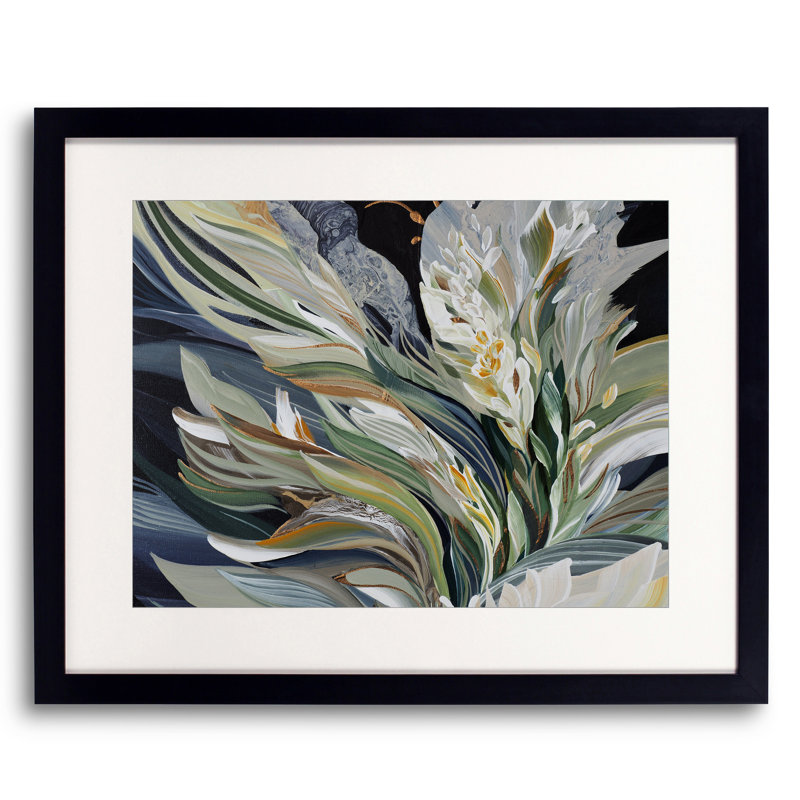 Magnolia Champaca Print by Novi Lim, White, 32" H x 41" W x 1.25" D, Black Single Picture Framed Paper