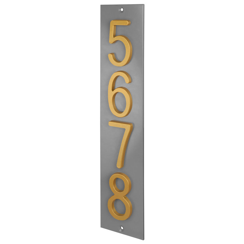 Plaque d'adresse verticale en aluminium Royal Shade, Doré, Gris, Oui
