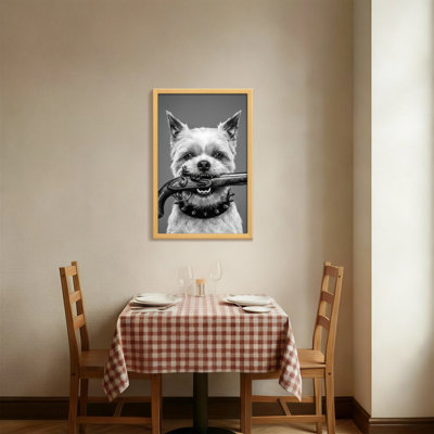 Animals Dog Holding Pistol With Studded Collar