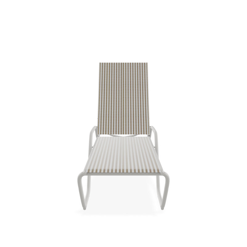 Outdoor Rust-Resistant Metal Chaise Lounge, Textured Snow, Tan