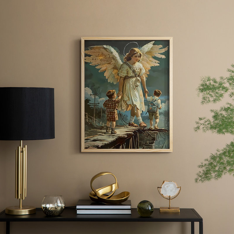 Religious Series CDXLIV, reproduction encadrée - bois massif, Naturel, H 15 po x l 12 po
