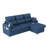 L-Shaped Linen Sleeper Sectional Sofa Bed with Storage Chaise, Solid Wood Frame, USB Charging-1672139321