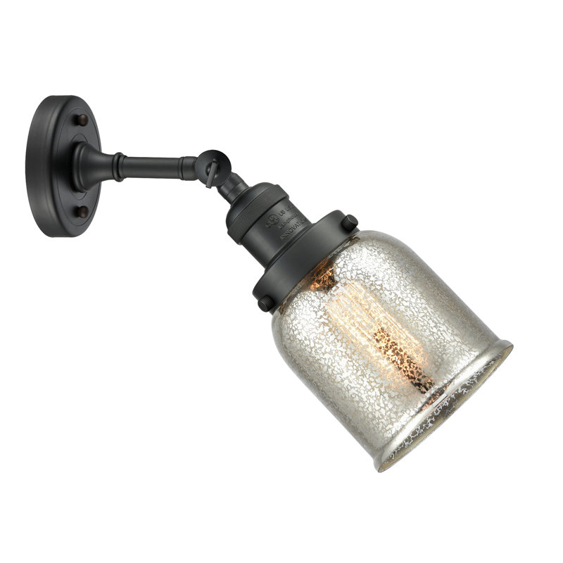 Applique murale 1 lumière 8 po Bell, Argent mercuré, Noir mat, Ampoule non incluse