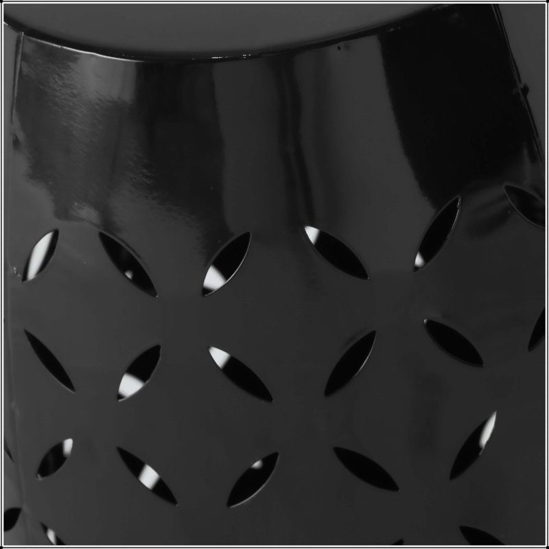 Table d'appoint lilas 12 po - Design industriel cylindrique, noir, Black