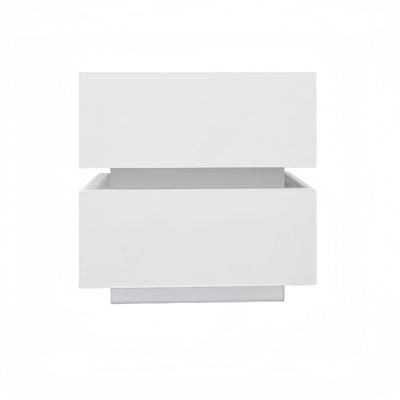 White Color High Glossy 2 Drawers Bedside Table With RGB Led Light Nightstand With Bluetooth Control