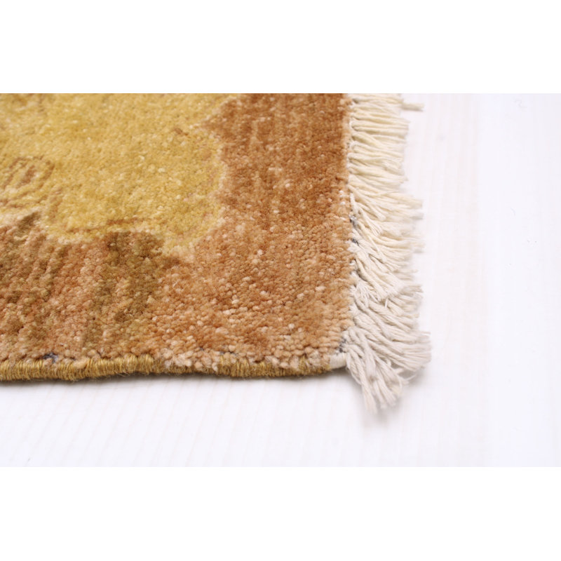 Tapis brun en laine noué à la main de conception unique 8 pi 4 po x 9 pi 9 po New Age