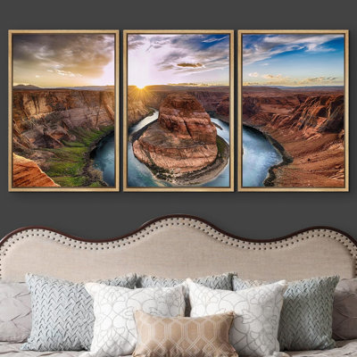 Nature Landscape " Sunset At Horseshoe Bend, Colorado River, Grand Canyon National Park, Arizona USA " 3 - Pieces
