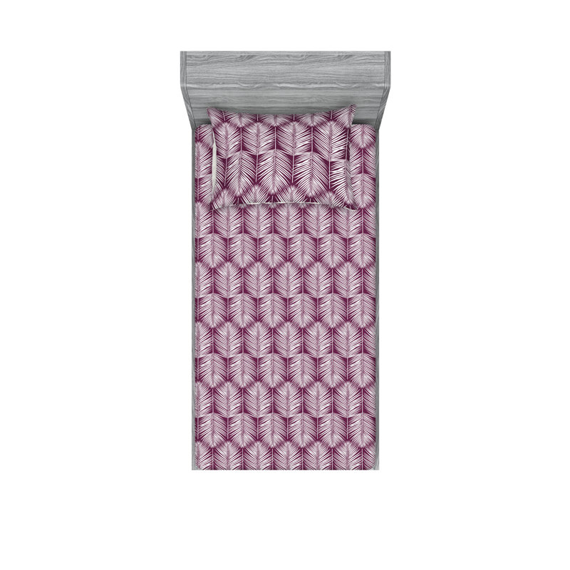 Microfiber Floral Sheet Set, Twin XL Sheet Set + 1 Pillowcase, Plum
