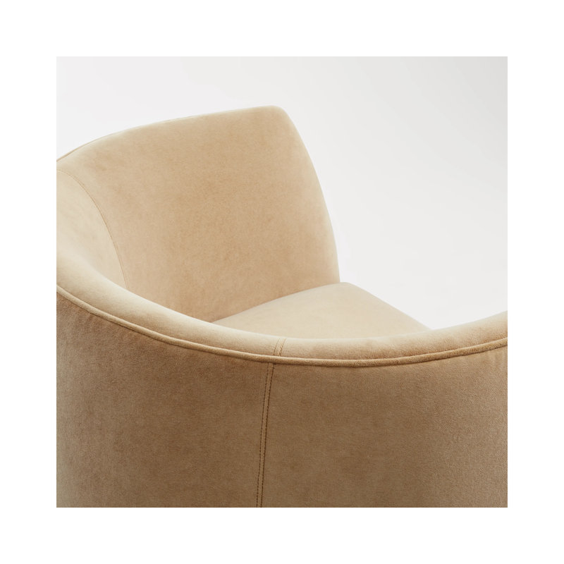Council Swivel Barrel Chair, Camel Velvet Polyester Blend