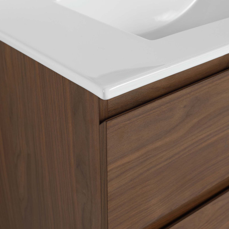 Wall-Mounted Bathroom Vanity With Ceramic Sink