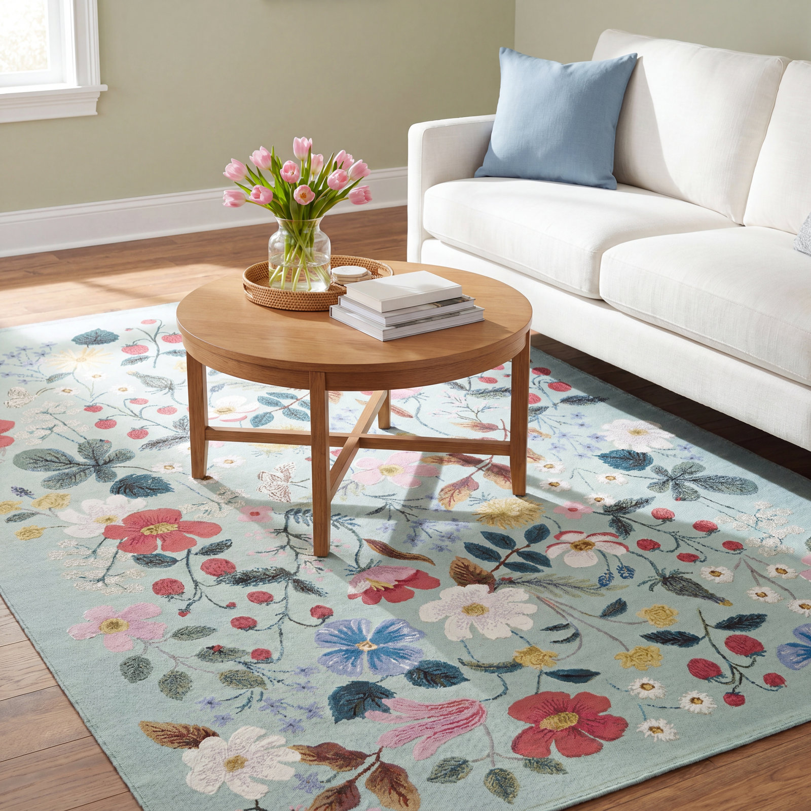 Rifle Paper Co. x Loloi Perennial Mint Indoor / Outdoor Area Rug, Rectangle 7'10" x 11'2"
