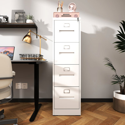 Metal 4 Drawer File Cabinet For Office And Home, A4/legal/letter Size, High Security Lock, Adjustable Rods, Video Guide Assembly