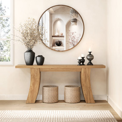 70.9-Inch Wood Console Table For Entryway Living Room, Farmhouse Extra Long Sofa Tables For Hallway Couch Foyer Entrance, Natural Brown