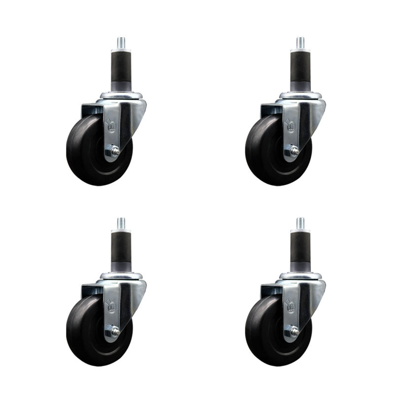 Ensemble de roulettes extensibles pivotantes en caoutchouc dur SCC NB 3,5 po x 1-1 / 4 po