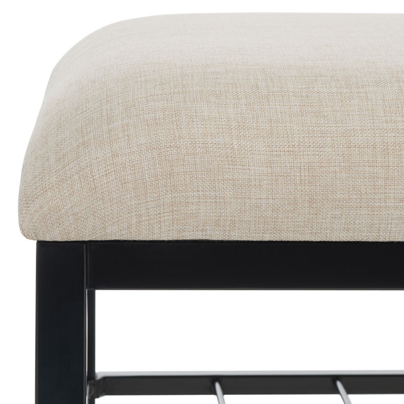 Edmea Polyester Upholstered Storage Bench, Cream