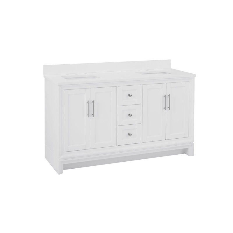 Anaheim 60 Double Bathroom Vanity, 8" Widespread, White