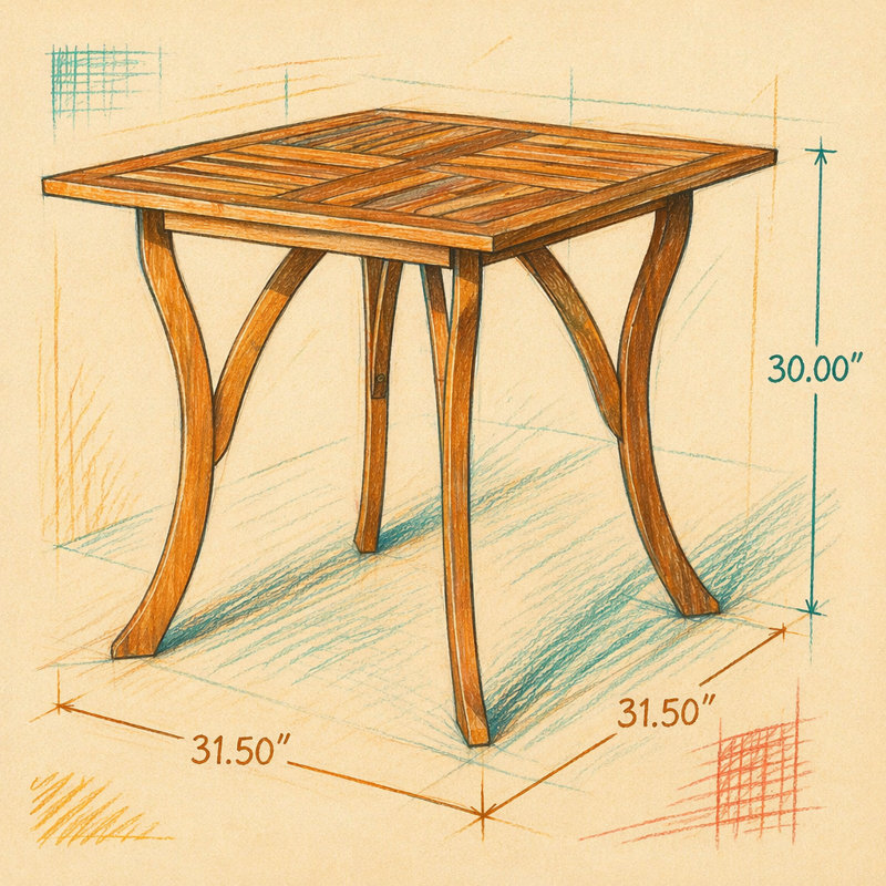 Table de salle à manger d'extérieur carrée en bois d'acacia