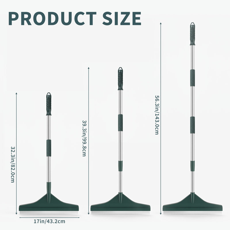 Râteau à gazon artificiel incurvé avec manche en acier réglable en 4 sections (82 à 143 cm), brosse à gazon à poils PBT pour gazon artificiel, terrasse, tapis, poils d'animaux et nettoyage de jardin.