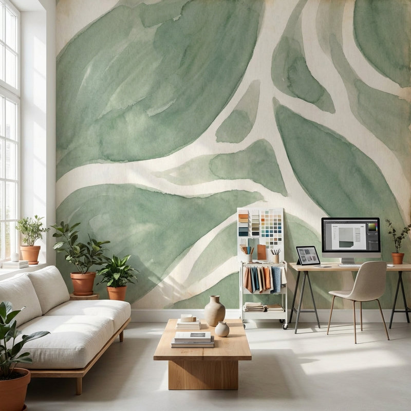 Papier peint nature abstraite, 120 po x 96 po, Peler et coller