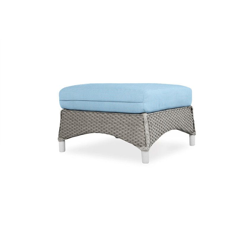 Mandalay Outdoor Ottoman, Sailcloth Salt, Pewter