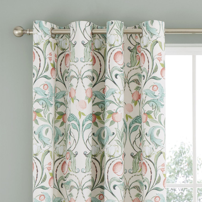 Eyelet Semi Sheer Floral Curtains