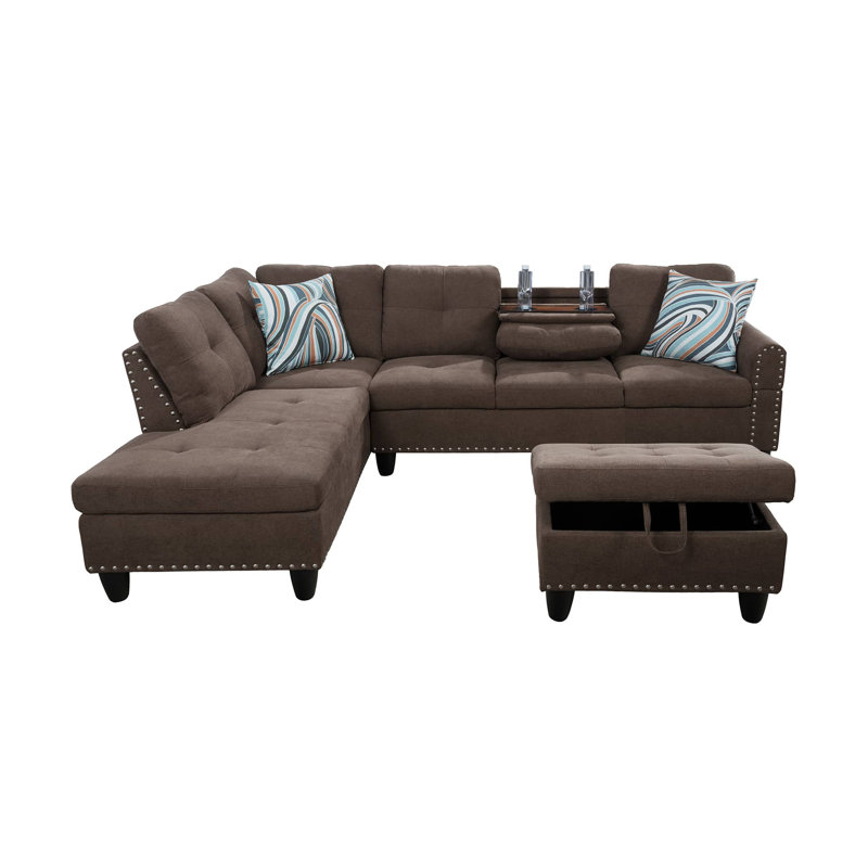 Ensemble de canapé de salon modulaire en microfibre 3 pièces Aspen, Orienté à gauche (vu de face)