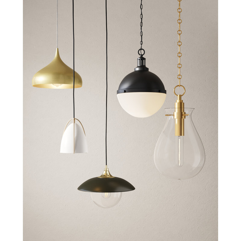 Nikki 1 - Light Single Pendant, White, 7.5" H x 6.25" W x 6.25" W, Satin Brass