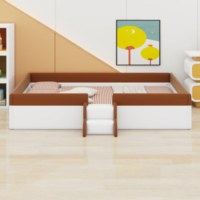Upholstered Daybed Frame With Fence And Stairs