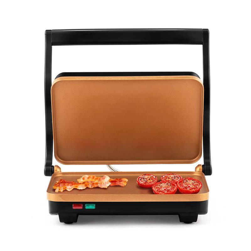 Gril électrique antiadhésif 2 tranches et presse à panini Holstein Housewares, Copper