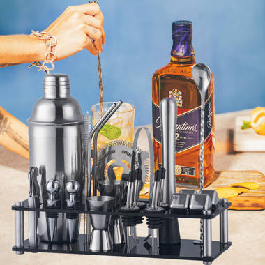 Prep & Savour Cocktail Shaker Set, 16 Piece Bartender Kit, Cocktail Shaker,  Stainless Steel Bar Set Accessories, Coktail Set, Boston Shaker, Drink  Mixer Shaker, Bartending Bar Tools With Muddler Spoon Jigger(Silver)