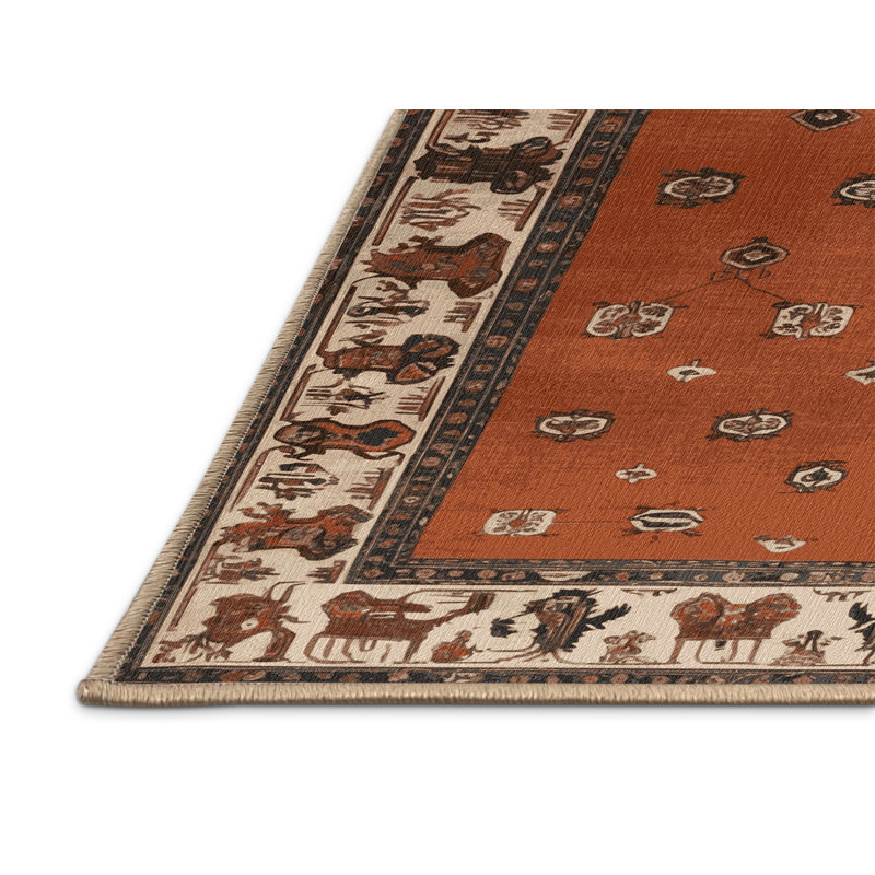 Machine Washable Persian Brown Area Rug, Rectangle 3' x 5'