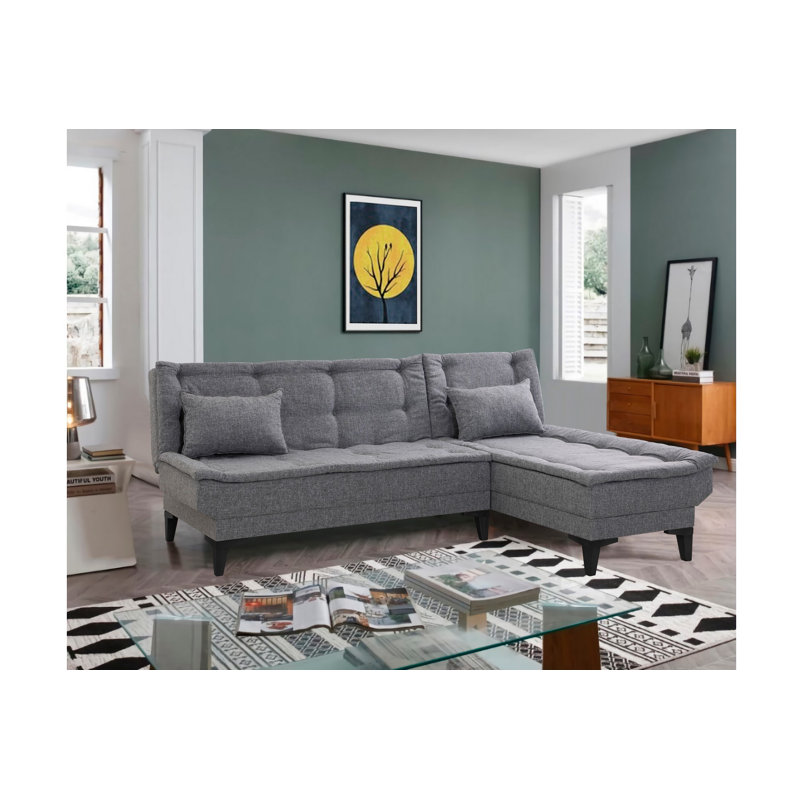 Canapé modulaire d'angle rembourré 88,6 po Sky, 100 % lin gris foncé
