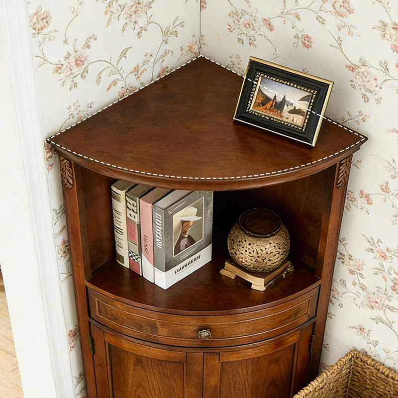 Armoire de coin rétro en bois massif brun