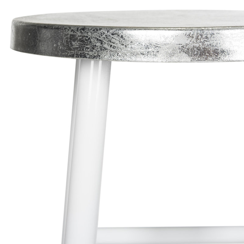 Tabouret de bar et de comptoir Amiaha, Blanc, Tabouret de bar (assise de 30 po de hauteur), Argent