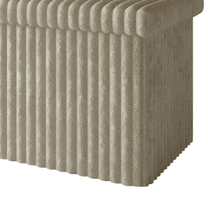 Banc de rangement pliable rembourré 30 po Northallert (ensemble de 2), Beige