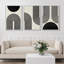 «Spiral Parabolas & Solid Semi Circle Modern Neutral», impression sur toile encadrée sur toile, 3 pièces-1421247152-1421247159