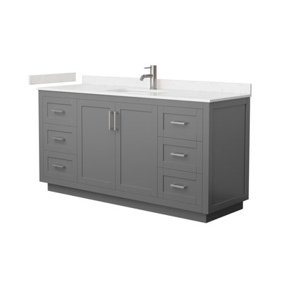 Meuble-lavabo simple autoportant de 66 po avec plateau en marbre Miranda